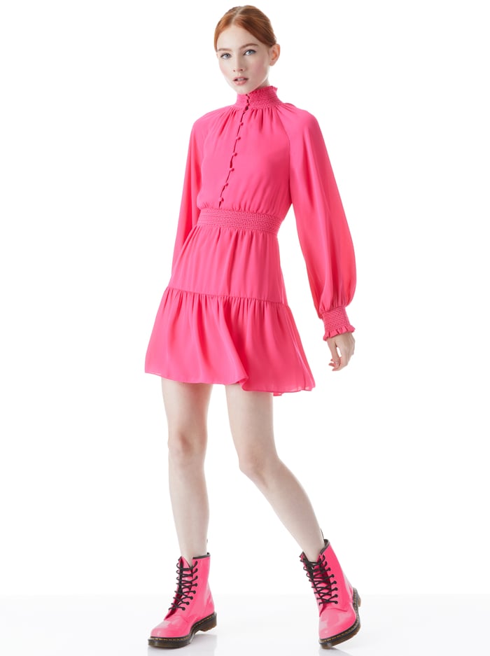 LAVINIA BLOUSON SLEEVE MINI DRESS - WILD PINK image 4 - Alice And Olivia