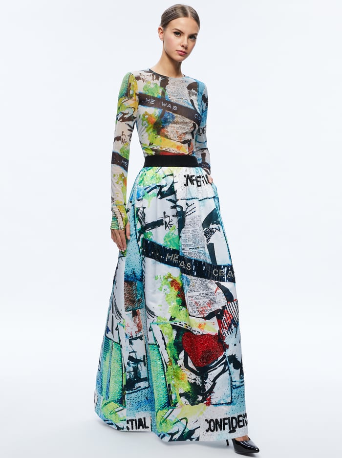 A+O X BASQUIAT TINA EMBELLISHED MAXI SKIRT - CONFIDENTIAL image 4 - Alice And Olivia