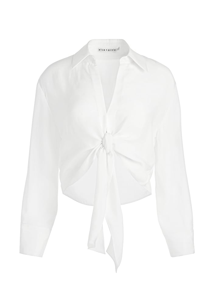 HANNON TIE FRONT BLOUSE - OFF WHITE image 5 - Alice And Olivia