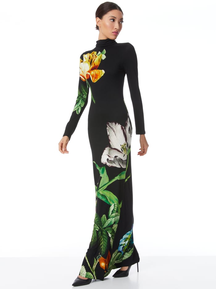 DELORA FITTED LONG SLEEVE MAXI DRESS - ATRIUM FLORAL LG image 4 - Alice And Olivia