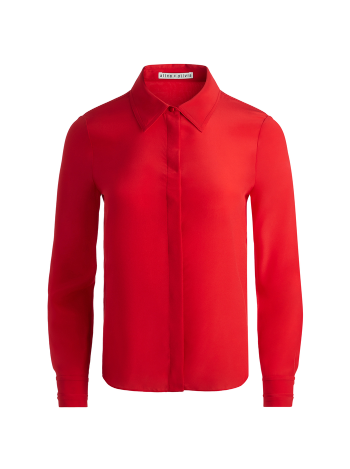 WILLA SILK BLOUSE - PERFECT RUBY image 5 - Alice And Olivia