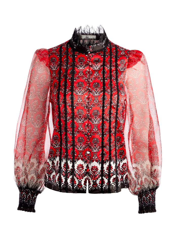 BETTINA BLOUSON SLEEVE TOP - ALLURE MEDALLION image 5 - Alice And Olivia