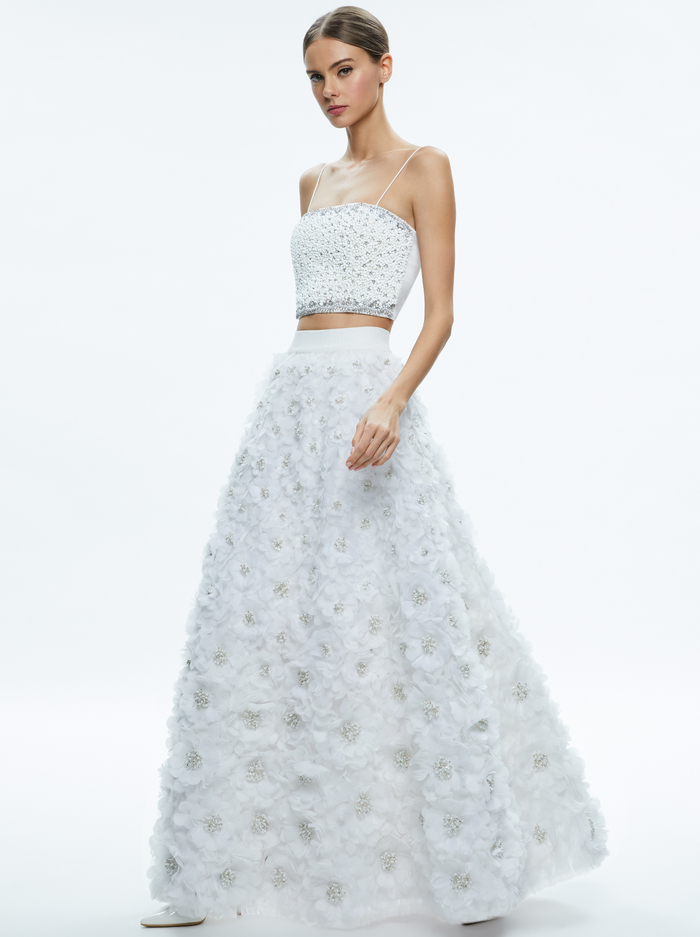 CERESI EMBELLISHED SPAGHETTI STRAP TOP - OFF WHITE image 2 - Alice And Olivia