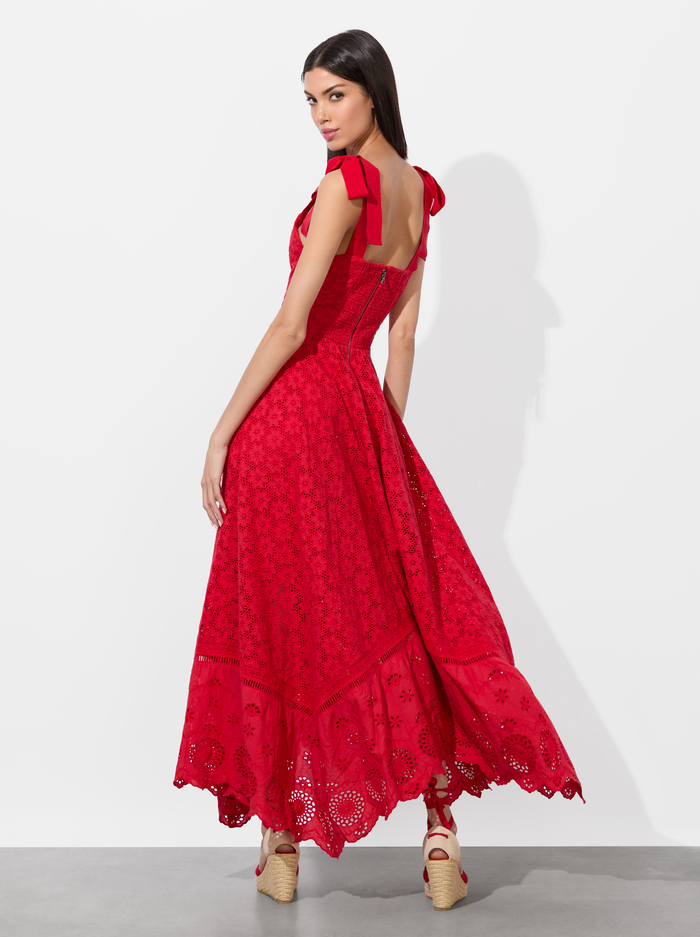 ROSALEE EYELET MAXI DRESS - BRIGHT RUBY image 2 - Alice And Olivia