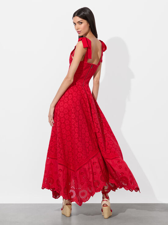 BRIGHT RUBY-ROSALEE EYELET MAXI DRESS