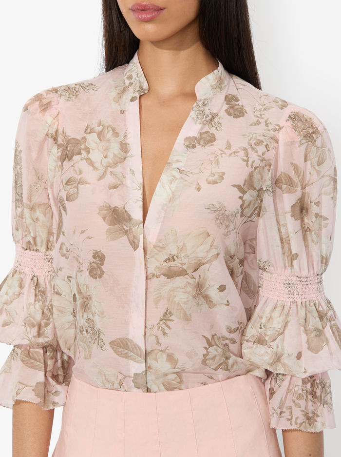 ILAN SMOCKED BLOUSE - MEADOW image 3 - Alice And Olivia