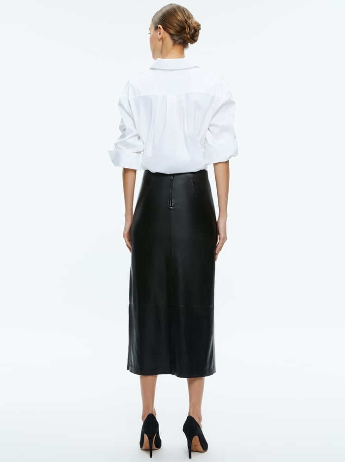 MAEVE VEGAN MIDI SKIRT - BLACK image 1 - Alice And Olivia