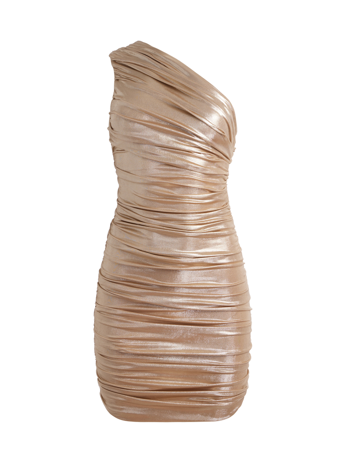 JEANE DRAPED MINI DRESS - GOLD image 5 - Alice And Olivia