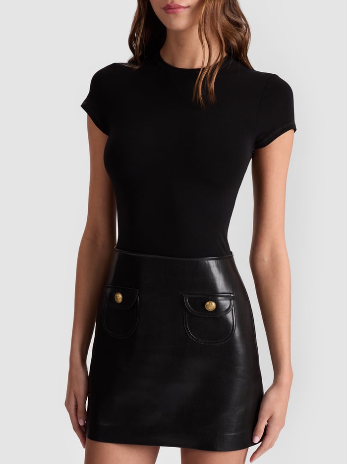 SYDNEY VEGAN MINI DRESS - BLACK image 1 - Alice And Olivia