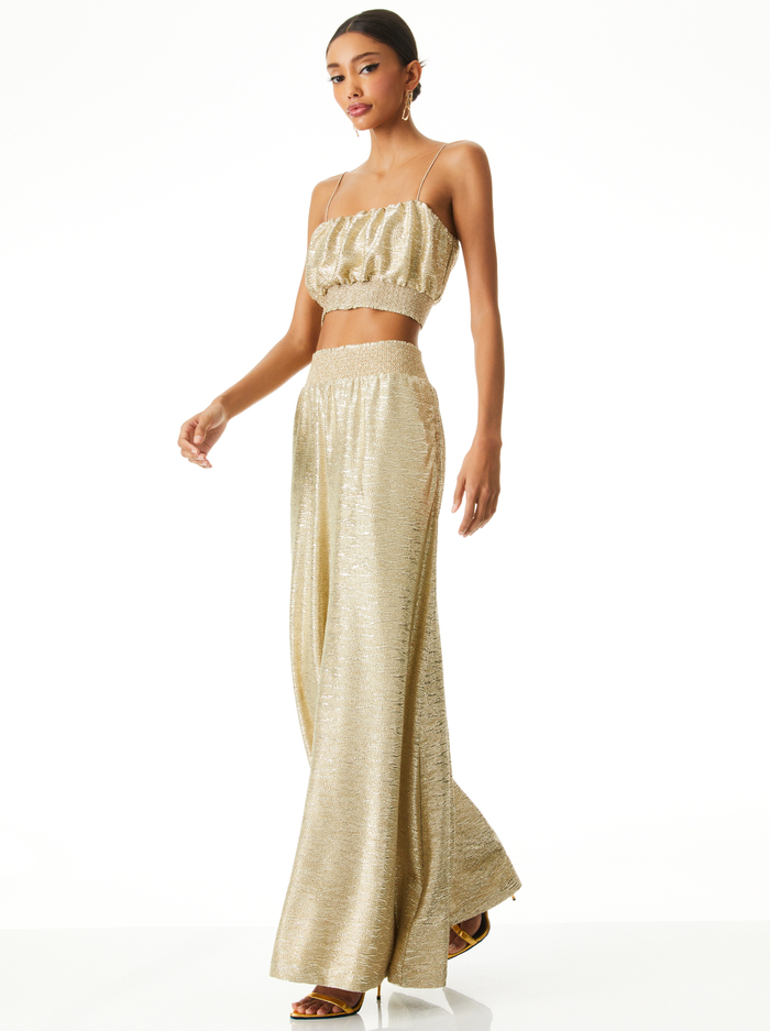 WENDEE RUCHED CROP TOP - GOLD image 4 - Alice And Olivia