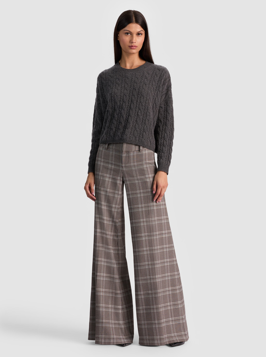 CHARCOAL HEATHER-CECILIE CASHMERE CABLEKNIT PULLOVER