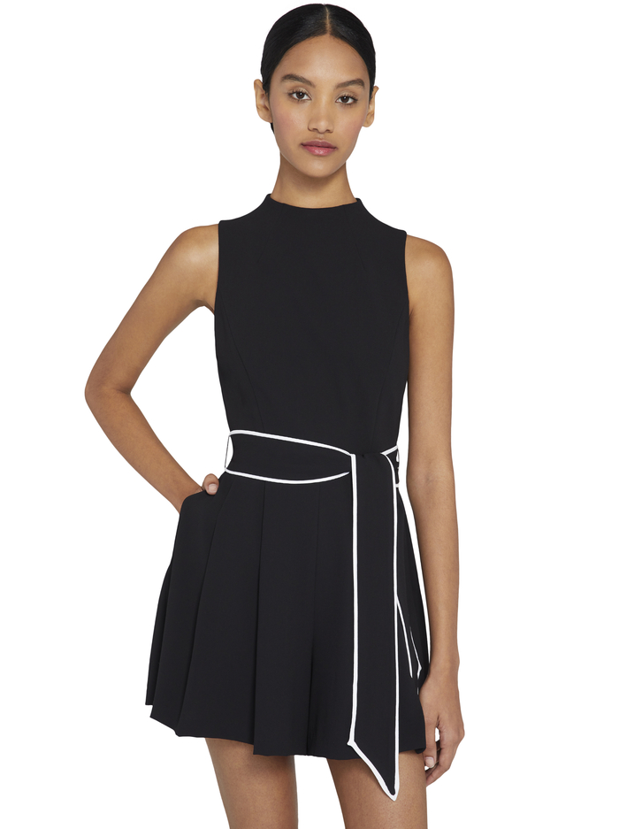HARLAN PLEATED ROMPER WITH BELT - BLACK/WHITE image 2 - ALICE + OLIVIA