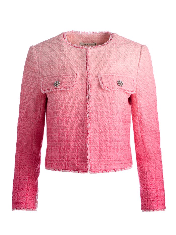 DUMONT EMBELLISHED TWEED JACKET - ASCENDANT OMBRE ENGLISH ROSE image 6 - ALICE + OLIVIA