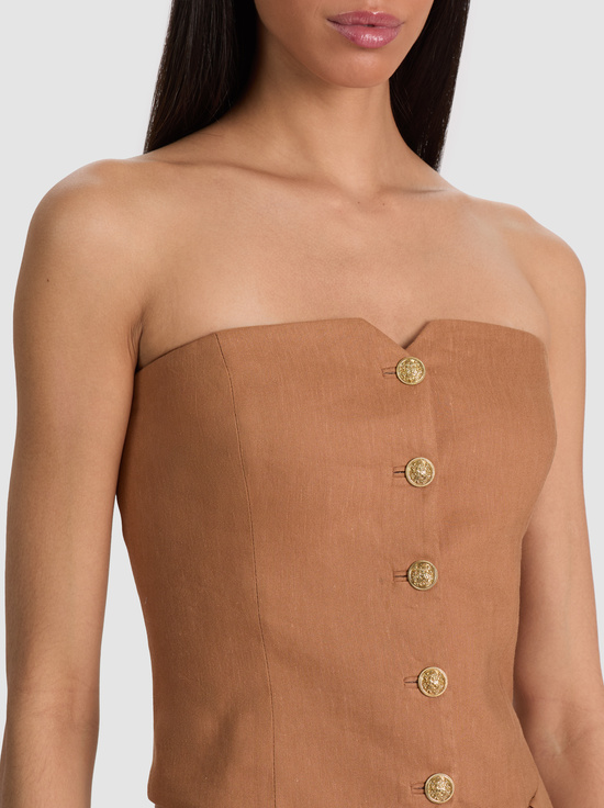 TAN-KELCEY STRAPLESS LINEN VEST