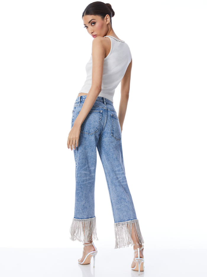 AMAZING CRYSTAL EMBELLISHED HEM JEAN - LIGHTNING BLUE image 1 - Alice And Olivia
