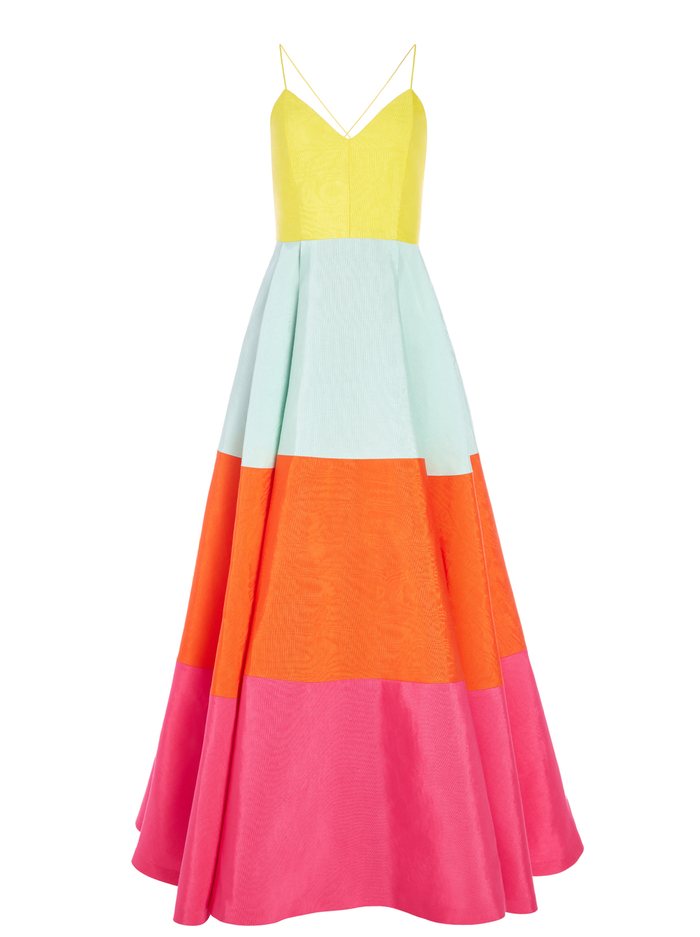 LAVELLE COLOR BLOCK MAXI GOWN - MULTI image 5 - Alice And Olivia