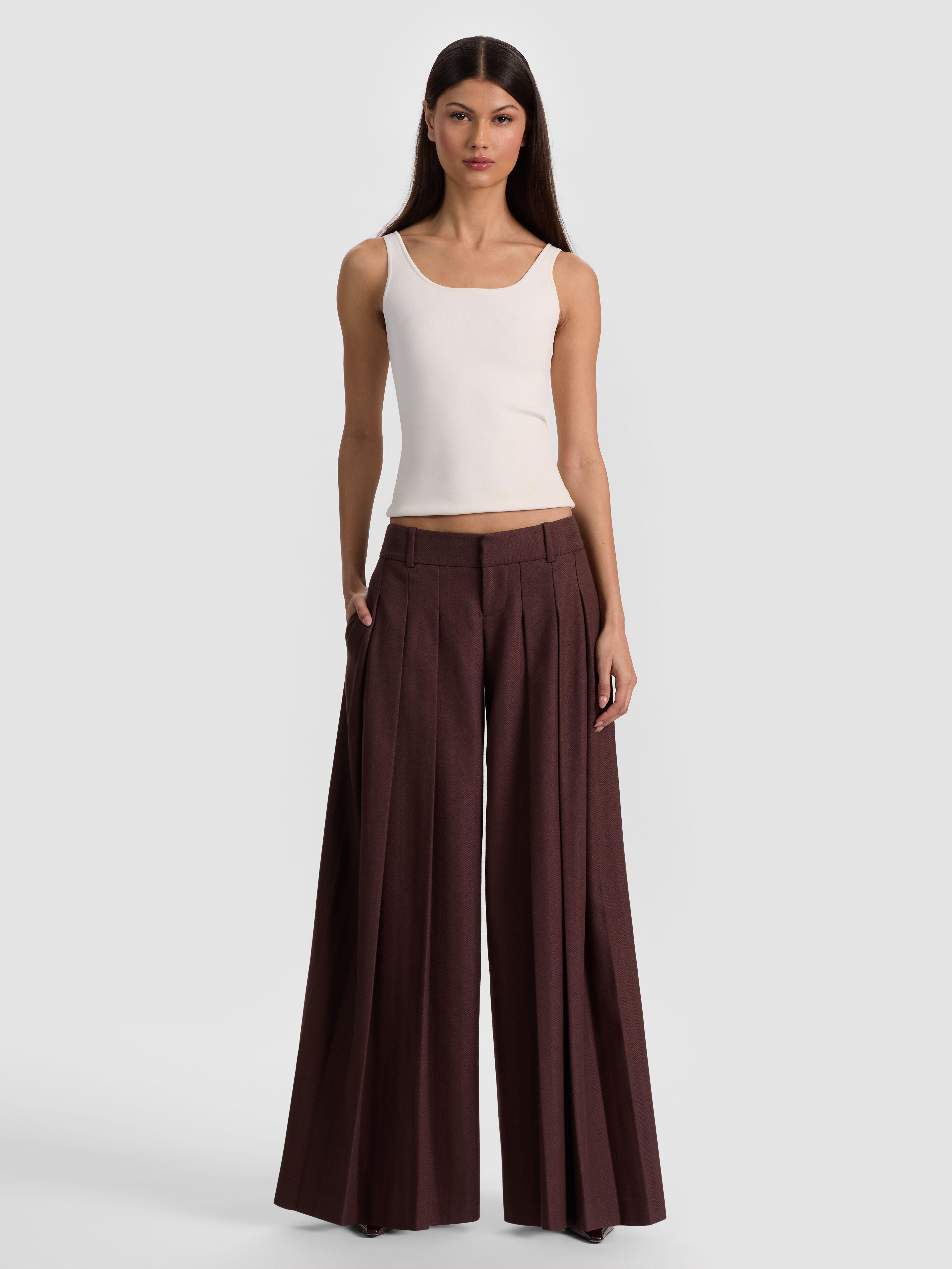 KATZ PLEATED MAXI SKIRT in INDIGO/OFF WHITE | ALICE + OLIVIA