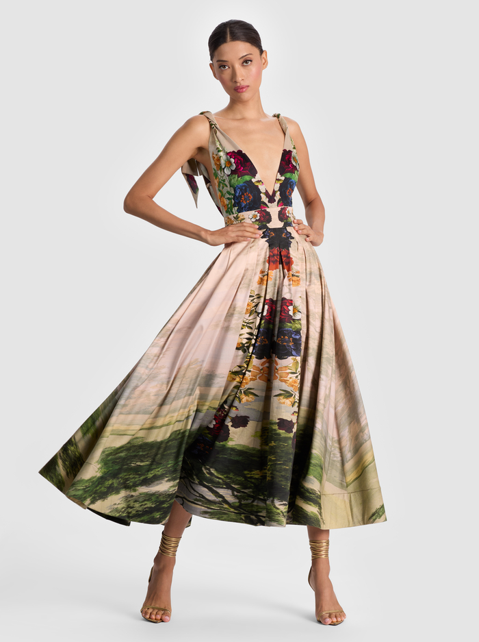 HANA MIDI DRESS - FORBIDDEN FOREST - Alice And Olivia