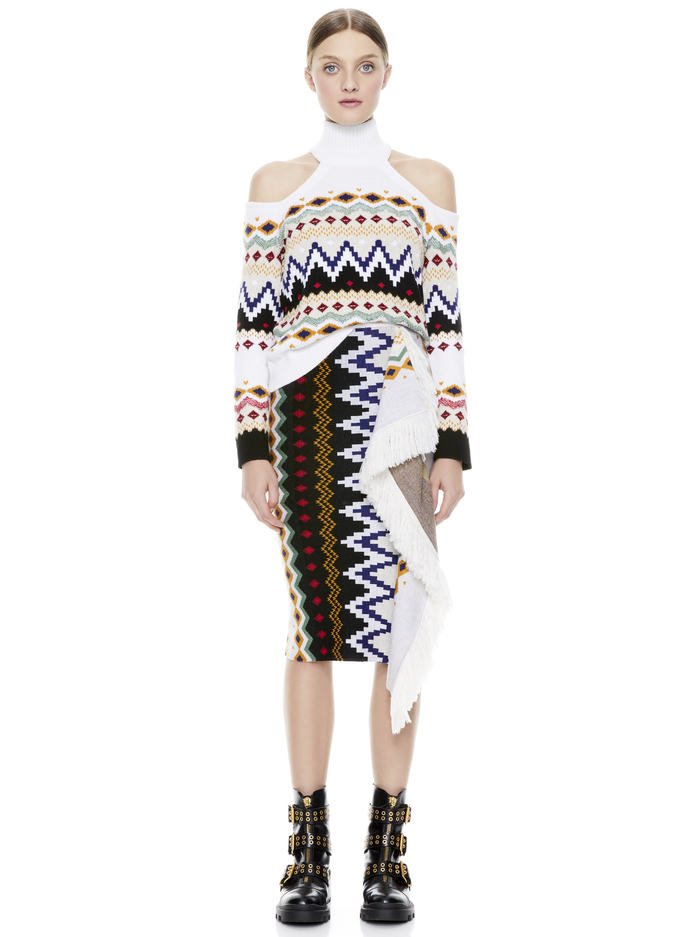 FELICITY FAIRISLE FRINGE SKIRT - MULTI image 4 - Alice And Olivia