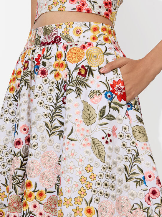 OFF WHITE/MULTI-EARLA FLARE SKIRT