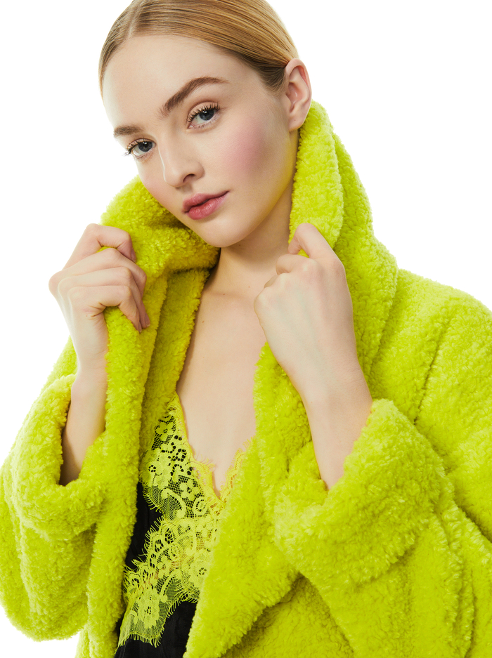 ORA FAUX FUR COAT - LIME PUNCH image 3 - Alice And Olivia