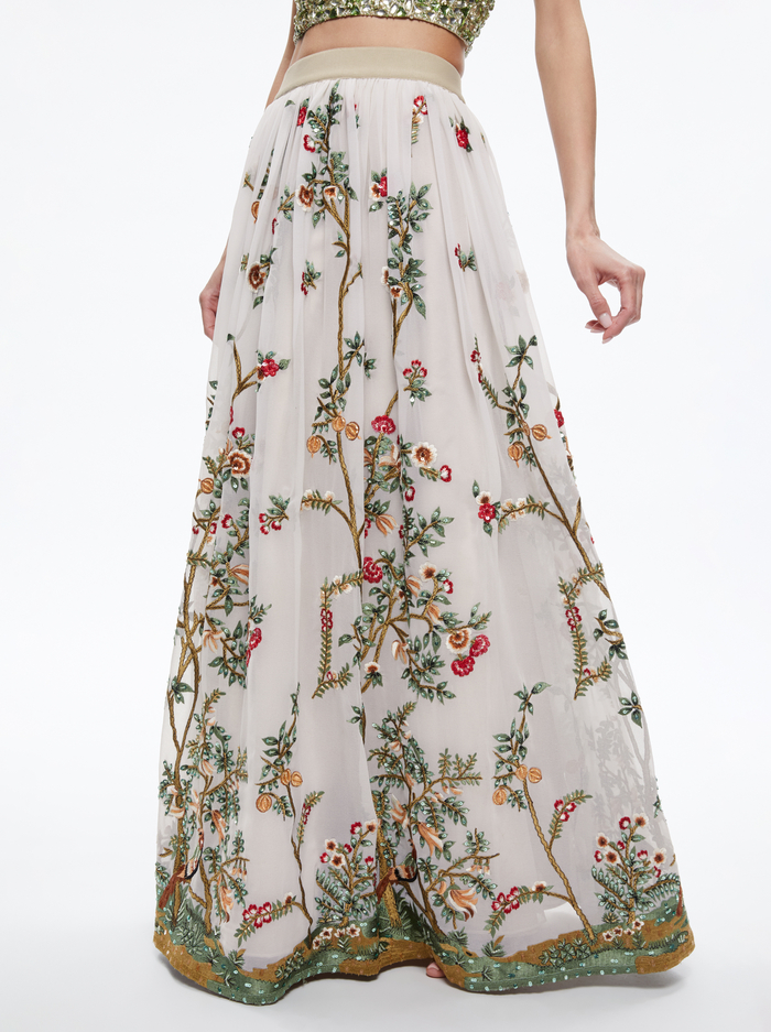 CATRINA EMBELLISHED GOWN MAXI SKIRT - CHAMPAGNE/MULTI - Alice And Olivia