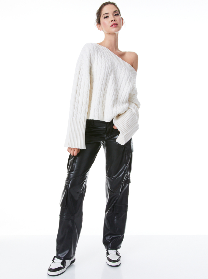 INA CABLE KNIT SWEATER - ECRU image 4 - Alice And Olivia