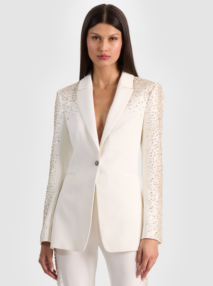 BREANN EMBELLISHED FITTED BLAZER - OFF WHITE - ALICE + OLIVIA