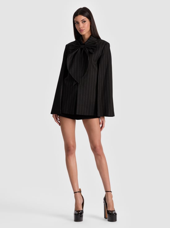 BLACK/OFF WHITE-PHILIPPA BOW CAPE