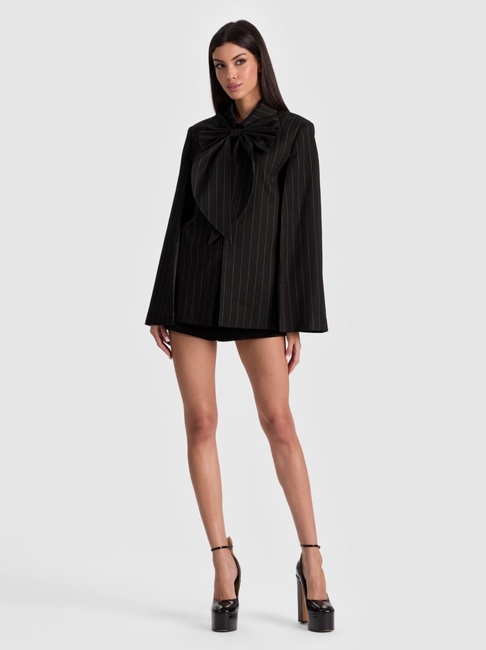 PHILIPPA BOW CAPE - BLACK/OFF WHITE image 1 - Alice And Olivia