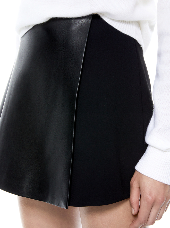 DARMA VEGAN LEATHER SKORT - BLACK image 3 - ALICE + OLIVIA