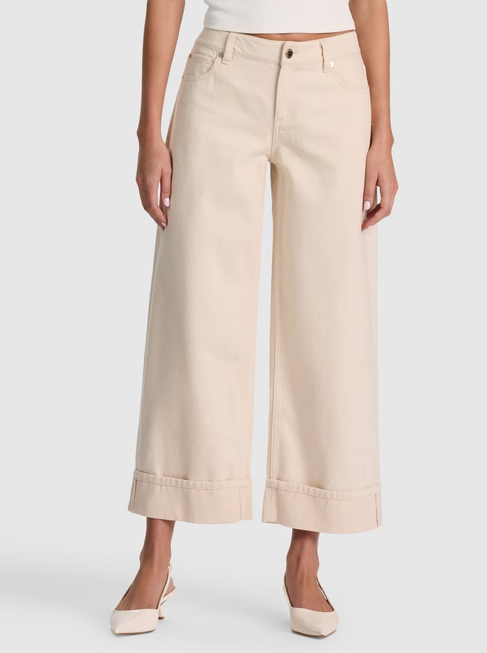 CLAYTON CUFFED JEAN - NATURAL - ALICE + OLIVIA