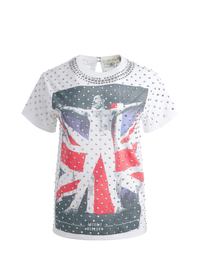 ALVERA EMBELLISHED TEE - OFF WHITE MULTI image 5 - Alice And Olivia
