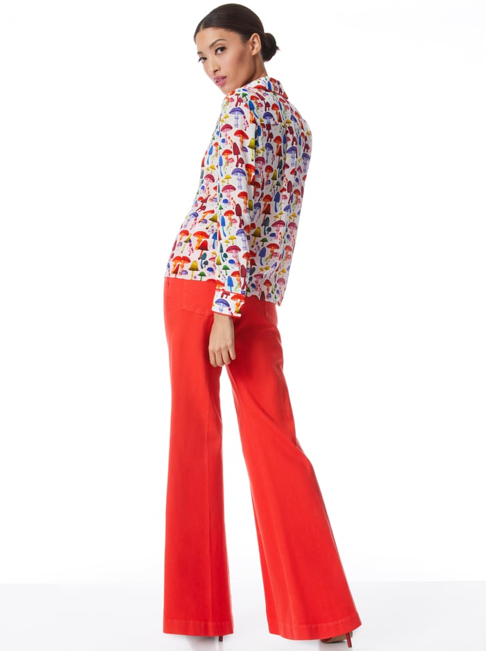 WILLA PIPED PLACKET TOP - MAGIC MUSHROOM image 1 - Alice And Olivia