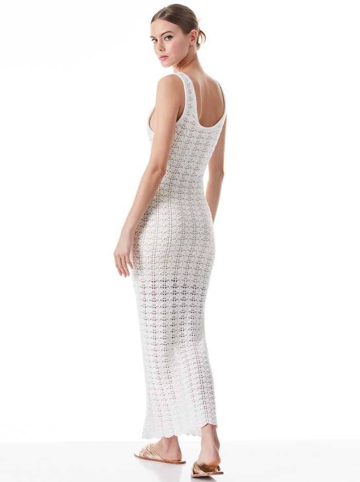 VERONIQUE POINTELLE SCOOP NECK DRESS - SOFT WHITE image 1 - ALICE + OLIVIA