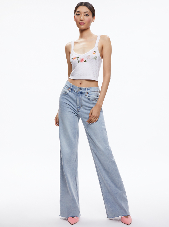 BRIGIDA EMBROIDERED TANK - SOFT WHITE image 2 - Alice And Olivia