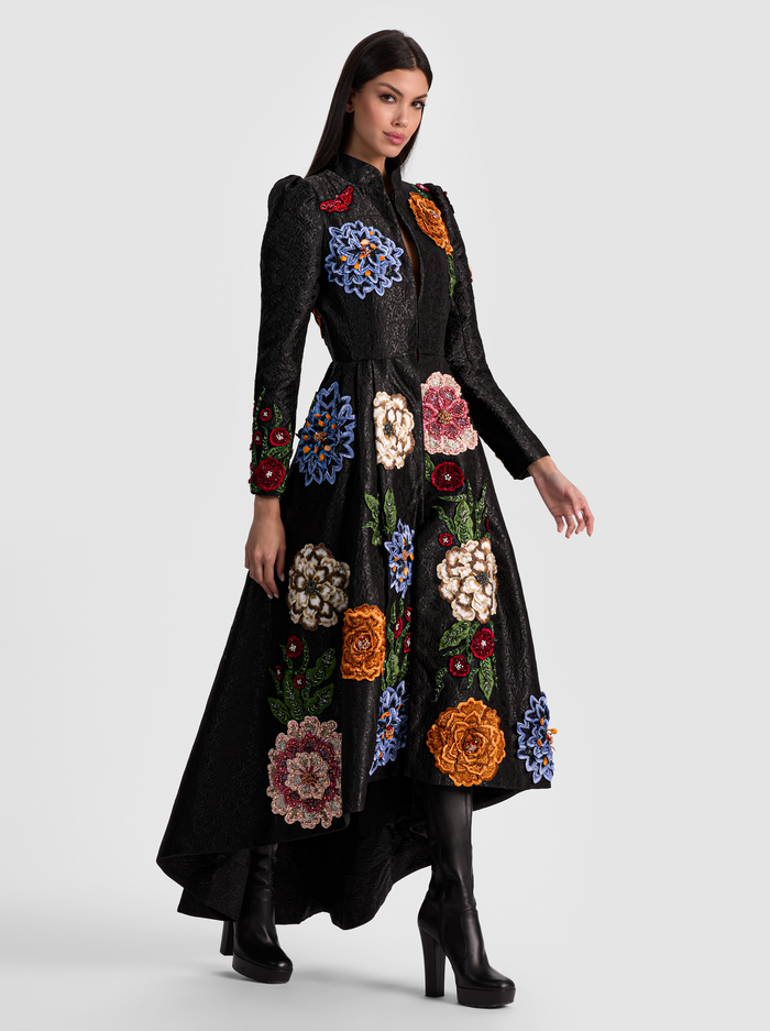 RENATA EMBELLISHED MAXI COAT - BLACK/MULTI image 5 - Alice And Olivia