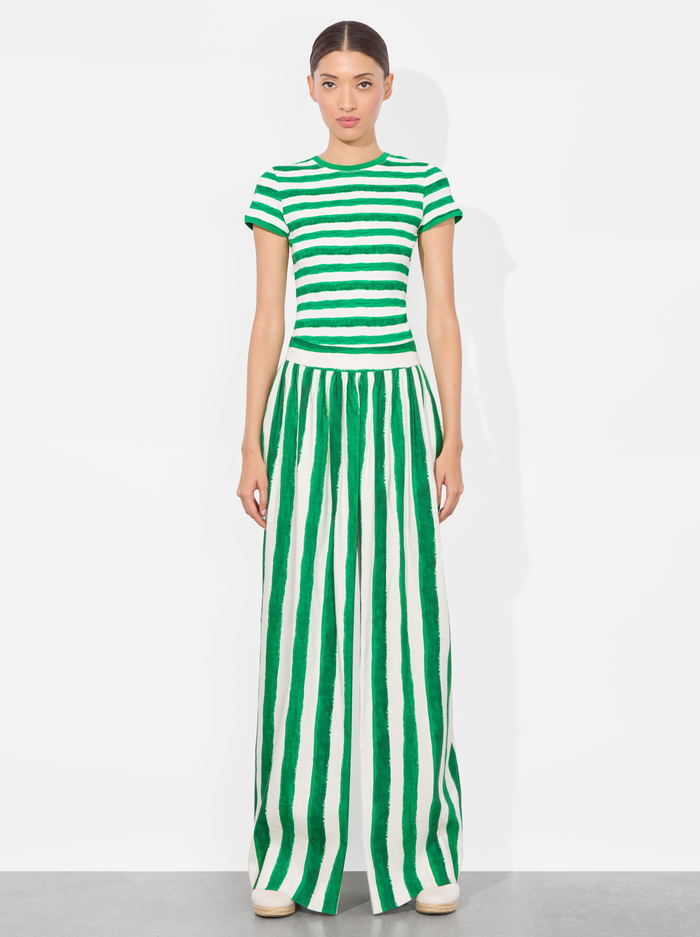 TESS TEE - PAINTED STRIPE LT EMERALD image 4 - Alice And Olivia