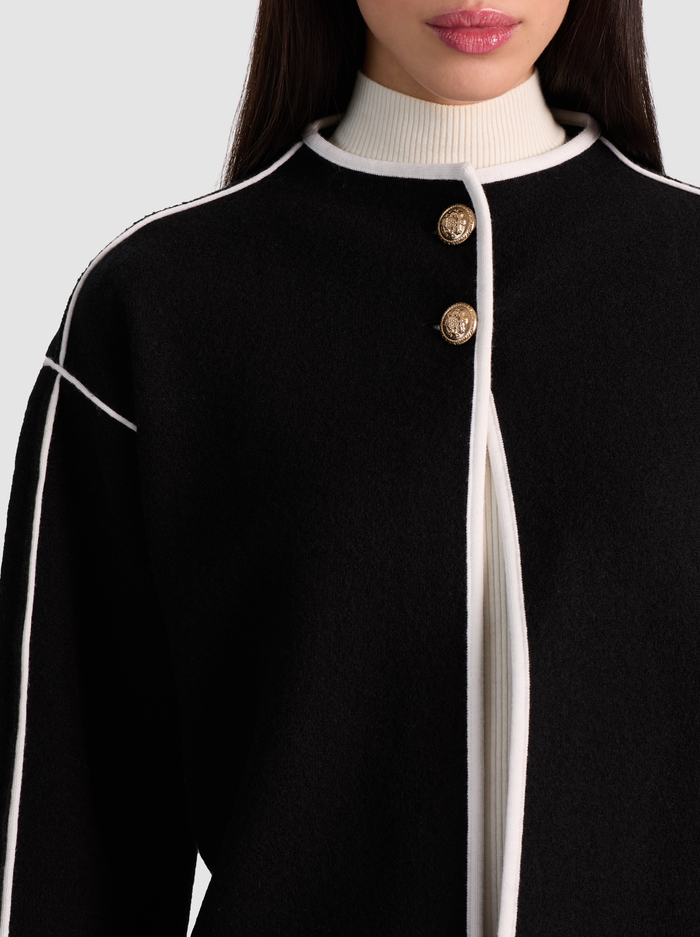 PEARSON SWEATER JACKET - BLACK/SOFT WHITE image 3 - Alice And Olivia