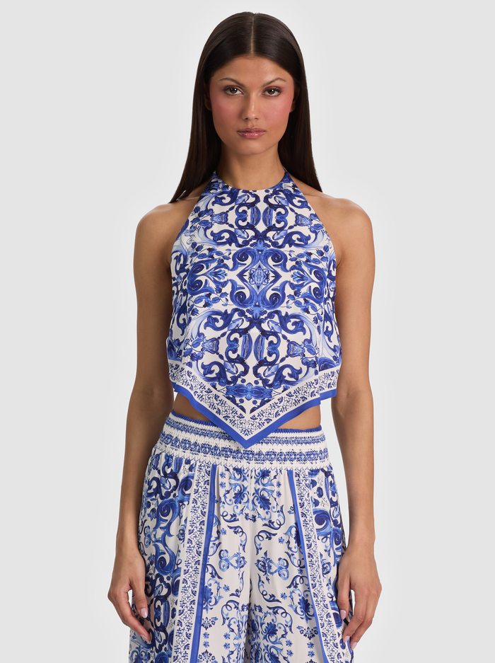 SOLSTICE-FRENCHIE HANDKERCHIEF HALTER TOP