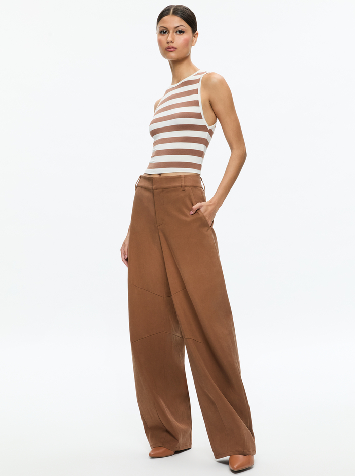 ANDRE FITTED CROPPED TANK - OFF WHITE/CAMEL image 1 - Alice And Olivia