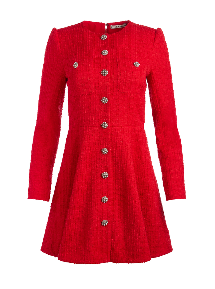 SHILOH MINI DRESS - BRIGHT RUBY image 5 - Alice And Olivia
