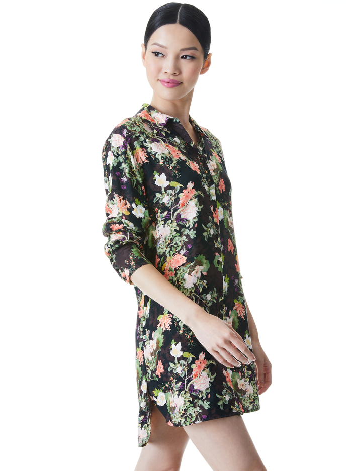 HALLIE FLORAL SHIRT DRESS - ROMANCE BLACK image 2 - Alice And Olivia