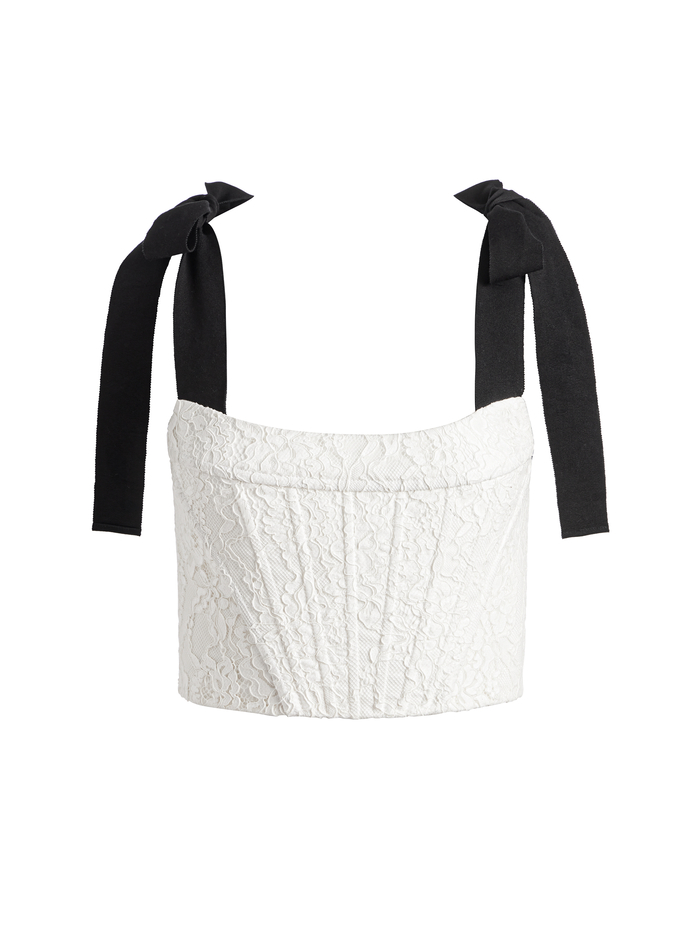 CLARA BOW STRAP BUSTIER CROP TOP - OFF WHITE image 4 - Alice And Olivia