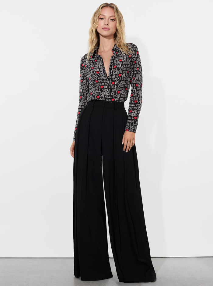 A+O X THE BEATLES WILLA PLACKET TOP - ALL YOU NEED IS LOVE image 1 - Alice And Olivia