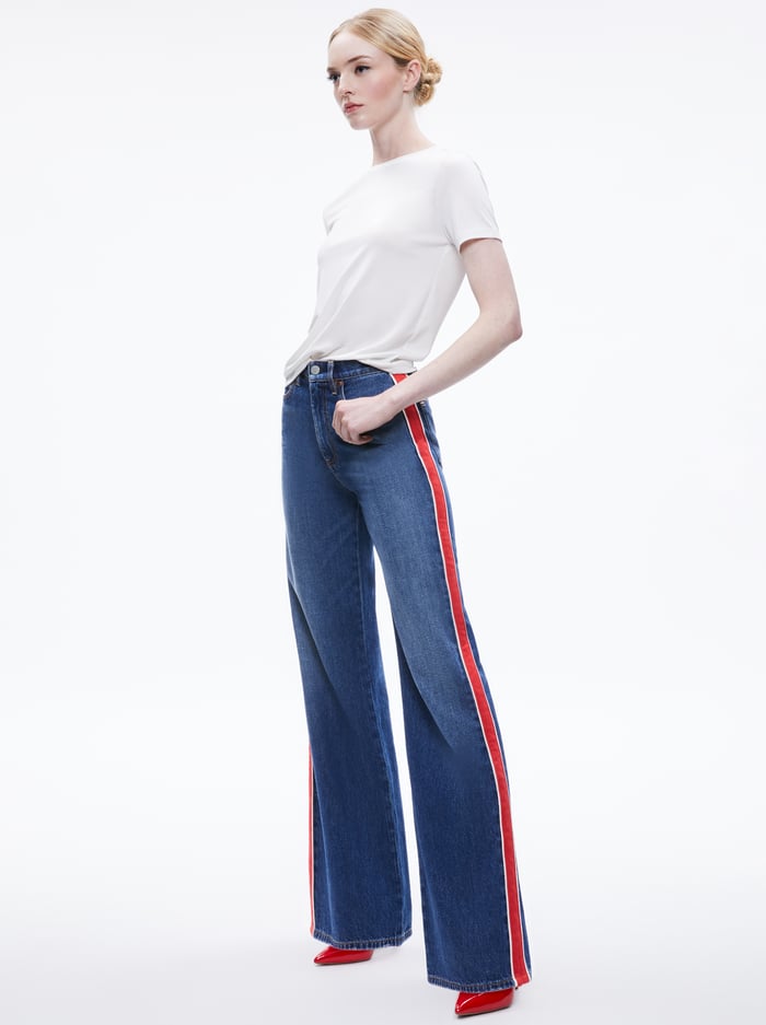 WEEZY SIDE STRIPE JEAN - LOLA BLUE image 3 - Alice And Olivia