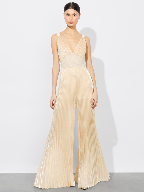 CHAMPAGNE/GOLD-ROSALIE JUMPSUIT WITH CAPE