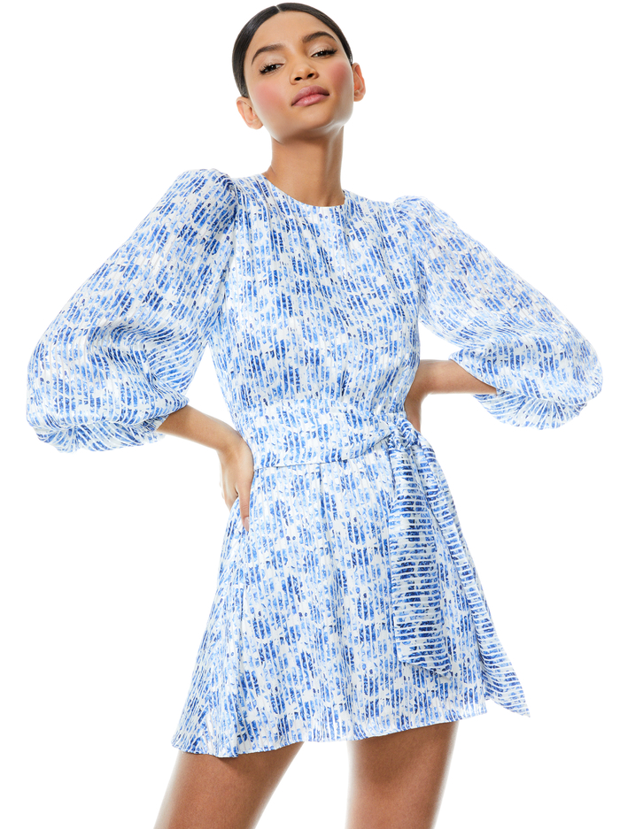 MOLLI BELTED FLORAL MINI DRESS - FORGET ME NOT SM ANTIQUE WHITE image 1 - Alice And Olivia