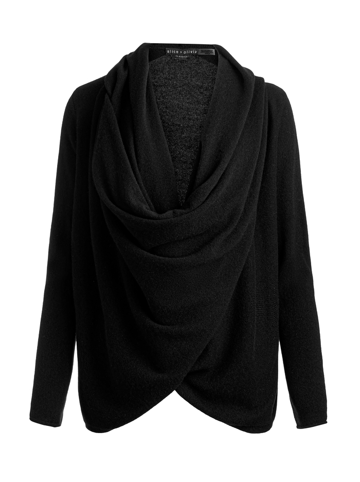 JULES CASHMERE DRAPED PULLOVER - BLACK image 5 - Alice And Olivia