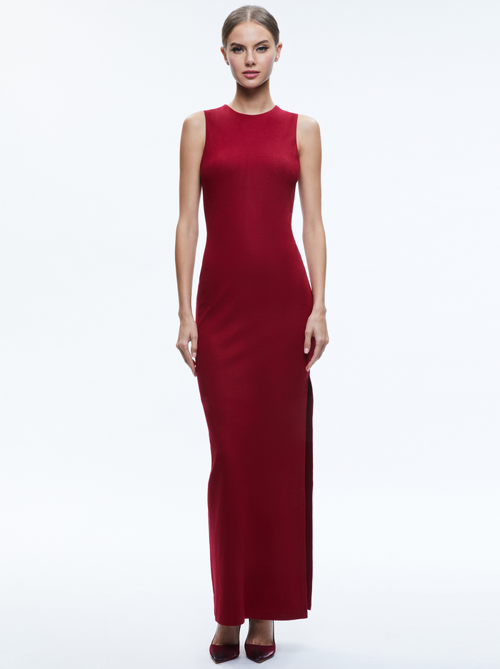 DELORA SLEEVELESS MAXI DRESS - BORDEAUX image 4 - Alice And Olivia